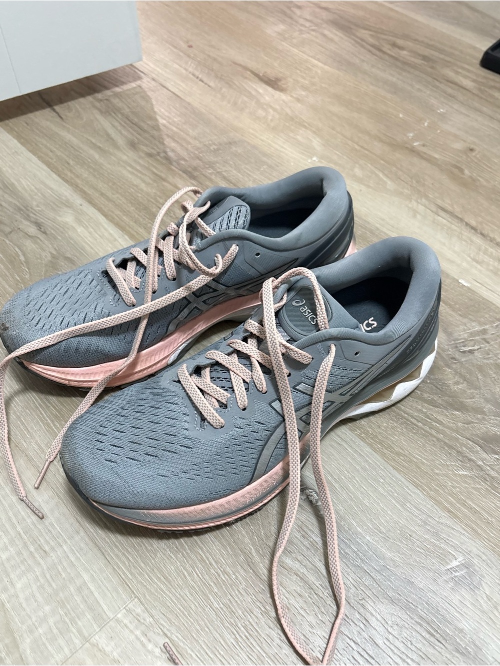 ASICS Gray and Light Pink Women's Running Sneakers